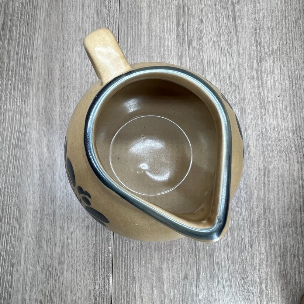Vtg Pfaltzgraff Folk Art Sugar Bowl Creamer Set of 3 Stoneware Floral Blue Tan - Picture 10 of 16